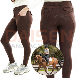 Culottes d'équitation pour femmes avec grip intégral en silicone, respirantes, extensibles, taille haute, coupe ajustée - Product Image 2