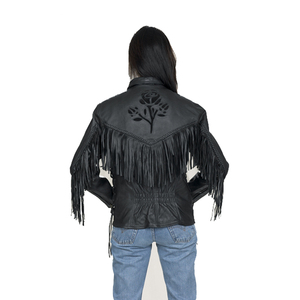 Premium Black Women Fringe Lambskin Leather Jacket Embroidered Luxury Soft Leather Fashion Wear Sample And Customization - Product Image 5