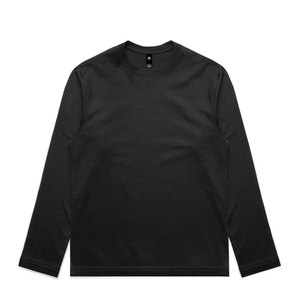 T-shirt à manches longues blanc 240 GSM, coupe ample, respirant, en coton peigné, col rond, style minimaliste - Product Image 1