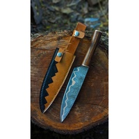 Couteau de chef Jexmoo personnalisé fait main en acier Damas, lame de 7 pouces, épaisseur de 3,0 mm, étui en cuir de qualité supérieure, manche en bois, neuf