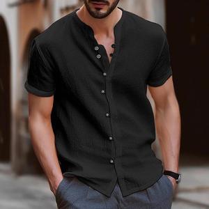 Polo informal de manga corta de verano para hombre, ropa deportiva de Golf para correr, camisas regulares de Fitness con botones completos, polo con cuello levantado - Product Image 1