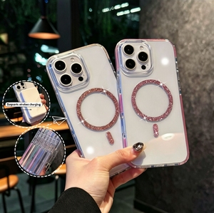 เคสโทรศัพท์แม่เหล็กดูดติดกัน ประดับคริสตัลเพชรระยิบระยับ สำหรับ iPhone 17 16 15 14 13 12pro max xs xr mini plus ขายส่งจากโรงงาน - Product Image 1