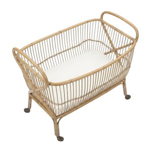 Lit bébé portable en rotin avec roulettes, mobilier enfant, chambre de bébé, lit pour tout-petit, prix de gros, vente directe usine, haute qualité, lit mobile - Product Image 1
