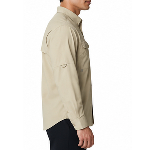 Chemise de pêche à manches longues pour homme, en jersey solide, boutonnée, UPF 50+, 100% coton, 180g, séchage rapide, imprimé numérique, avec poche - Product Image 4