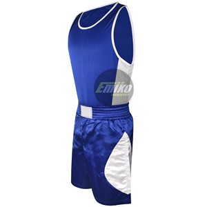 Conjunto de Uniforme de Boxeo Azul, Top Sin Mangas de Poliéster con Pantalones Cortos, Ropa de Entrenamiento para Todas las Temporadas, Ajuste Cómodo, Kit de Boxeo Personalizado - Product Image 1