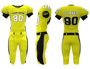 Conjunto de Uniforme de Fútbol Americano Personalizado en Amarillo y Negro para Hombre Adulto, Pantalones de Jersey de Poliéster Transpirable, Fabricante y Proveedor OEM ODM - Product Image 4