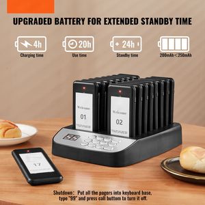 Sistema Pager Wireless per Ristoranti con Segnale a Lungo Raggio da 500m per Gestione Code, Beeper con Vibrazione per Chiamata Clienti - Product Image 2