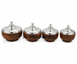 Stainless Steel Insulated Casseroles Server With Lid Round Dishwasher Safe Serving <b>Pot</b> For Catering Usage Items Wooden Hot <b>Pot</b> - Product Image 5