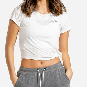 เสื้อยืดทรงเข้ารูปราคาประหยัด แฟชั่นทันสมัย เสื้อครอปอินเทรนด์ แขนสั้น ใส่ได้ทุกวัน สวมใส่สบาย เสื้อลำลองสำหรับผู้หญิง - Product Image 1