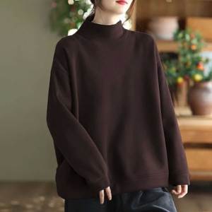 100% Cotton Polyester Blend High Quality Pullover Oversized Mockneck Custom Streetwear Casual Wear Sweatshirt Mock Neck - Product Image 4