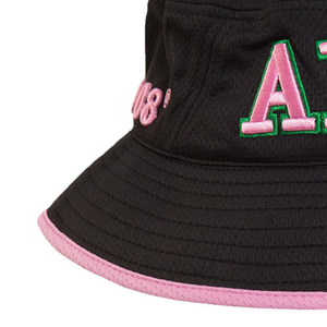 Custom Black Embroidered Bucket <b>Hat</b> with AKA Lettering Pink Green Trim Casual <b>Sun</b> <b>Hat</b> Fashion Headwear for <b>Women</b> Outdoor - Product Image 3