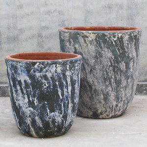 Rustic <b>Clay</b> Glazed Eco-Friendly Flower Pots Drainage Hole Vintage Style Outdoor Planters for Garden Irregular Pattern Design - Product Image 1