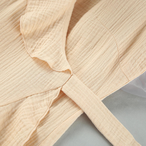 Camisón de Manga Corta con Cuello en V para Mujer, Elegante, de Tela Waffle, Largo hasta la Rodilla - Product Image 6