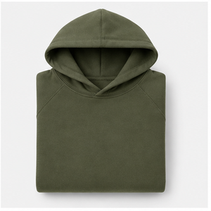 Sweat à capuche athlétique surdimensionné pour homme vert mousse personnalisable sans cordon de serrage, devant uni, en molleton de coton mélangé dense MHOOD-0034 - Product Image 5