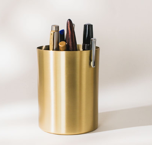 Portalápices de Latón de Alta Calidad, Organizador de Escritorio con Diseño de Hoja, para Oficina y Escuela, en Venta - Product Image 4