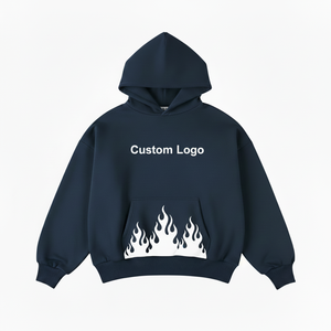 Sudadera con capucha de algodón francés personalizada, con efecto desgastado, estampado 3D, oversize, lavado ácido, corte holgado, corta, con pedrería, tallas grandes - Product Image 1