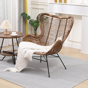 Cemlyn Hotel <b>Armchair</b> Durable Metal and Natural Rattan <b>Comfortable</b> Seating Option - Product Image 4