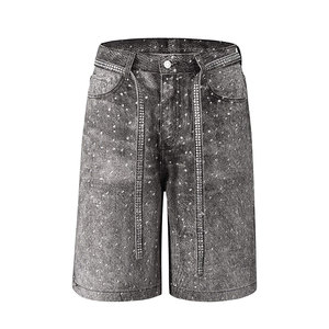 Pantalones Cortos de Mezclilla para Hombre, Estilo Urbano, Lavado a la Piedra, Alta Calidad, 100% Algodón, Corte Recto, Lavado Ácido - Product Image 5
