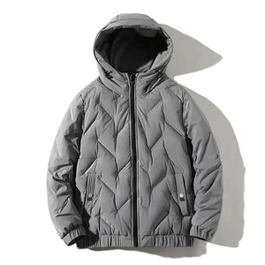 Fashion Shiny Zipper Front Windproof Puffer Jacket Men Winter <b>Padded</b> Quilted Custom Autumn Warm Hooded Jacket - Product Image 5