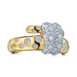 Luxury Yellow Gold Diamond Cluster <b>Ring</b> Round Brilliant Cut Unisex Engagement Style - Product Image 3