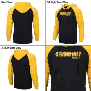 <b>Men's</b> Winter Warm Polyester/Cotton Sweatshirt Casual Solid Color Streetwear <b>Pullovers</b> Raglan Sleeves Sport Pocket Hoodies - Product Image 3