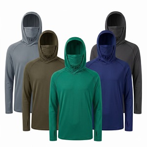 Haut de pêche à manches longues pour homme UPF 50+ couleur unie, protection solaire, séchage rapide, respirant, 100 % polyester, à enfiler - Product Image 1