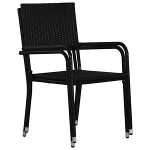 Ensemble de 2 chaises de jardin en rotin PE noir et acier - Product Image 4