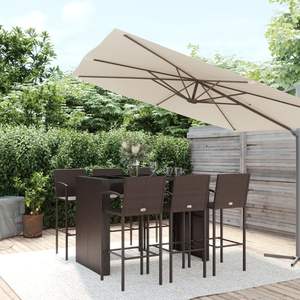 Ensemble de bar de jardin marron avec table à plateau noir pour l'accueil en plein air - Product Image 1