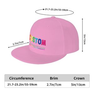 Gorra Snapback Personalizada de 6 Paneles, Rosa, Ajustable, Unisex, de Hilo de Algodón, con Logotipo de Letras Arcoíris en el Panel Frontal - Product Image 4