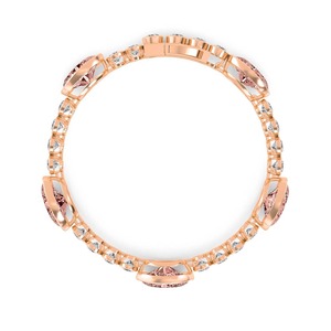 Bracelet station ovale en or rose 9 carats avec diamants roses et ronds de laboratoire, 23,24 CTW - Product Image 4