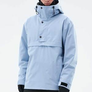 Chaqueta de Esquí Impermeable con Capucha Azul Claro para Hombre, Cierre de Botones, Cortavientos, Ropa Deportiva para la Nieve, Talla Adulto - Product Image 1