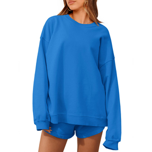 Conjuntos de 2 piezas para mujer, sudadera de manga larga, pantalones cortos deportivos con cordón, conjunto deportivo, ropa para mujer, conjunto de sudadera para mujer - Product Image 1