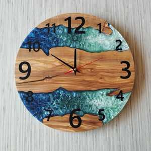 Handmade Olive Wood & Epoxy Resin Wall <b>Clock</b> Custom Resin Wall <b>Clock</b> for Home Living Room Hot Selling - Product Image 6