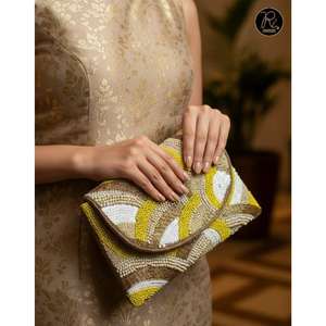 Pochettes élégantes de créateur pour femmes, ornées de perles, faites à la main, pour mariages, soirées, accessoires de mode ethniques - Product Image 1