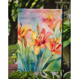 Drapeau de jardin aquarelle de lis multicolores Boîte aux lettres décorative et illustration de patio pour les parterres de fleurs et les enseignes de pelouse - Product Image 3