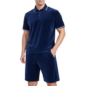 Conjunto Deportivo de Verano de 2 Piezas para Correr, Camiseta Polo y Pantalones Cortos de Felpa, Ropa Deportiva Transpirable para Gimnasio - Product Image 1