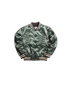 Vestes bomber en satin personnalisées en gros, vestes bomber en satin de soie brodées, vestes varsity en satin pour hommes - Product Image 1