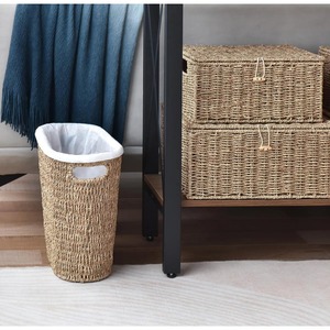 Oval seagrass <b>basket</b> with a tapered bottom Handmade <b>Storage</b> <b>Basket</b> Wholesale eco-friendly Made in Vietnam - Product Image 4