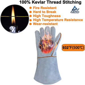 Service OEM ODM sur mesure, gants en cuir suédé gris anti-chaleur pour usage industriel, résistants à l'abrasion, équipement de sécurité pour les mains. - Product Image 4