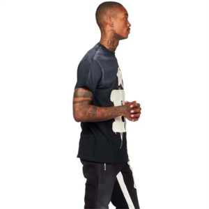 Pantalon de survêtement pour homme, style streetwear décontracté, imprimé croisé tendance, design color-block noir et blanc légèrement évasé - Product Image 3