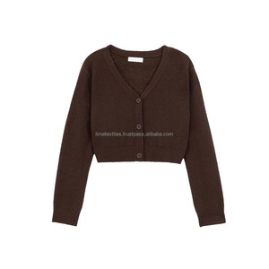 New Arrival Knitting Casual Female Winter Clothing Loose Solid Cardigan V-neck Knit Women's Sweater Top Wool/Acrylic Covered - Product Image 1