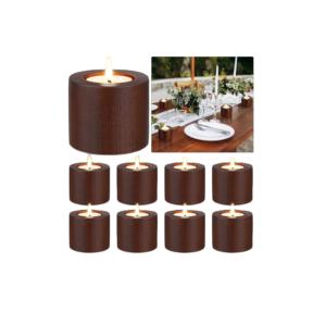 9 Pcs Wooden <b>Tea</b> <b>Light</b> Candle Holders Natural Wood Votive Tealight Holder Rustic Candle Holders for Wedding Birthday Halloween - Product Image 1