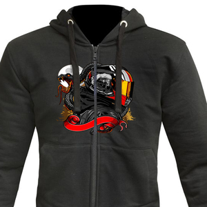 Men's Black Full Sleeve Polyester Hoodie With Snake And Skull Print Front Zipper <b>Jacket</b> All Seasons Motorcycle Wear - Product Image 3