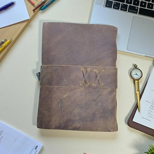 Rustic Leather Journal 400 Pages Sewing Binding Side <b>Lock</b> Soft Cover Gift - Product Image 6