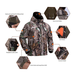Men's Camouflage Soft <b>Shell</b> Hunting Jacket Waterproof Windproof Breathable Moisture Wicking Full Sleeve With Hood And Pockets - Product Image 1