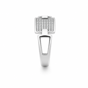 Bague géométrique en argent sterling 925 micro-pavée de zircone cubique pour homme, finition polie, idéale pour les fêtes et mariages - Product Image 4