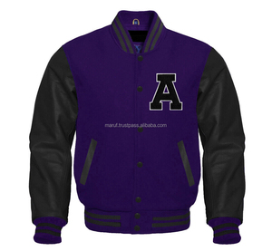 Veste brodée OEM en chenille avec logo personnalisé Veste Letterman Manteau de baseball Streetwear en cuir Varsity Bomber Jacket - Product Image 2