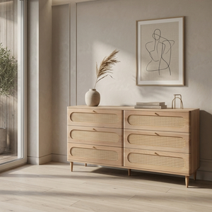Sora Teak, Muebles de Salón Ecológicos de Madera Maciza, Líneas Limpias, Textura Natural Cálida, Amplio Espacio de Almacenamiento, Diseño Moderno y Minimalista para Dormitorio - Product Image 2