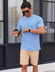 T-shirt basique pour homme en spandex/coton, coupe ample, léger, respirant, séchage rapide, écologique, manches courtes, décontracté, à porter au quotidien - Product Image 5
