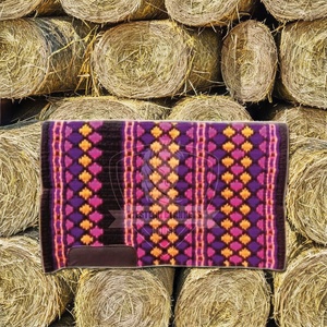 WESTERN SHOW PADS Custom <b>Heavy</b> Wool Western Saddle Pad Oily Leather Patch Cotton Felt Fill Comfortable Horse Riding Premium - Product Image 1